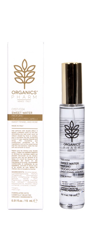 ORGANICS PHARM SWEET WATER PROFUMO DELICATO PER CAPELLI FINOCCHIO E ROSA 15 ML - Gruppofarmastore.it