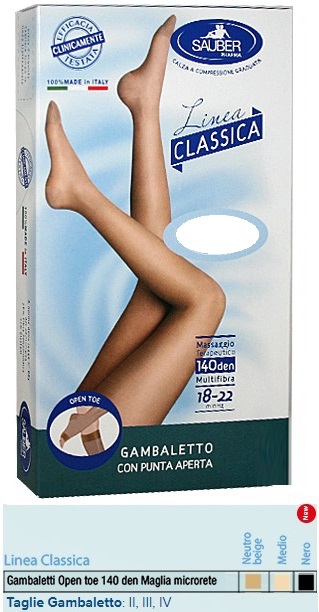 SAUBER GAMBALETTO OPEN TOE MAGLIA MICRORETE 140 DEN COLORE NERO TAGLIA 2 LINEA CLASSICA - Gruppofarmastore.it