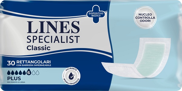 PANNOLONE LINES SPECIALIST CLASSIC RETTANGOLARE CON BARRIERA 30 PEZZI - Gruppofarmastore.it