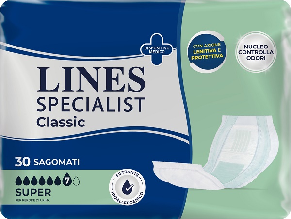 PANNOLONE LINES SPECIALIST CLASSIC SAGOMATO SUPER 30 PEZZI - Gruppofarmastore.it