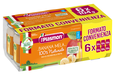 PLASMON OMOGENEIZZATO BANANA/MELA 6 X 104 G - Gruppofarmastore.it