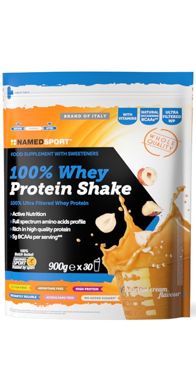 100% WHEY PROTEIN SHAKE HAZELNUT CREAM 900 G - Gruppofarmastore.it