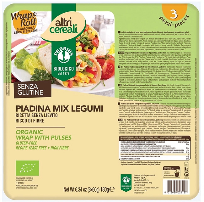 ALTRICEREALI PIADINA MIX LEGUMI 3 X 60 G - Gruppofarmastore.it