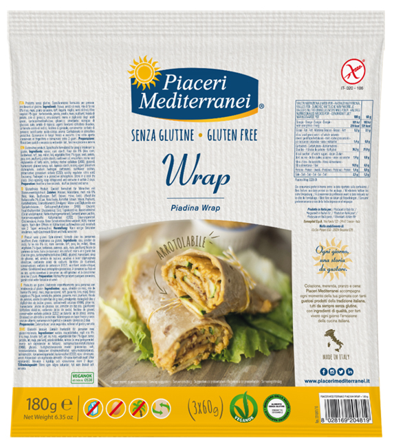 PIACERI MEDITERRANEI PIADINA WRAP 180 G - Gruppofarmastore.it