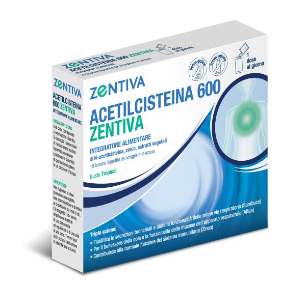 ACETILCISTEINA 600 ZENTIVA 10 BUSTINE BIPARTITE GUSTO TROPICAL - Gruppofarmastore.it