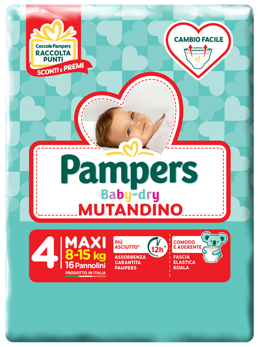 PAMPERS BABY DRY MUTANDINO SM TAGLIA 4 MAXI SMALL PACK 16 PEZZI - Gruppofarmastore.it