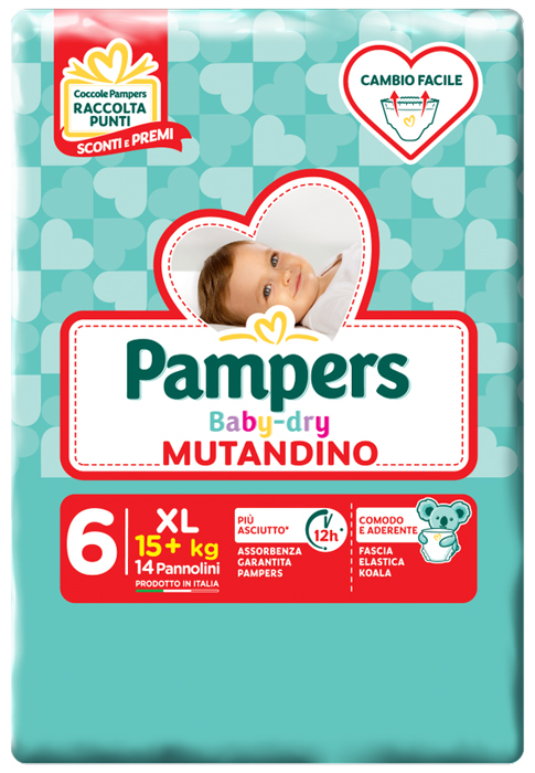PAMPERS BABY DRY MUTANDINO SM TAGLIA 6 EXTRALARGE SMALL PACK 14 PEZZI - Gruppofarmastore.it