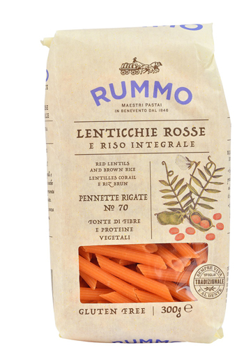 RUMMO PENNETTE RIGATE N 70 LENTICCHIE ROSSE E RISO INTEGRALE 300 G - Gruppofarmastore.it