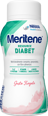 MERITENE RESOURCE DIABET FRAGOLA ALIMENTO IPERPROTEICO 28 VITAMINE E MINERALI 200 ML - Gruppofarmastore.it