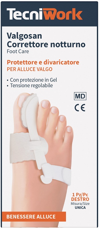 CORRETTORE NOTTURNO PER ALLUCE VALGO DESTRO MISURA UNICA VALGOSAN 1 PEZZO - Gruppofarmastore.it