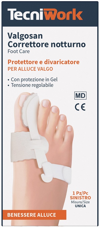 CORRETTORE NOTTURNO PER ALLUCE VALGO SINISTRO MISURA UNICA VALGOSAN 1 PEZZO - Gruppofarmastore.it
