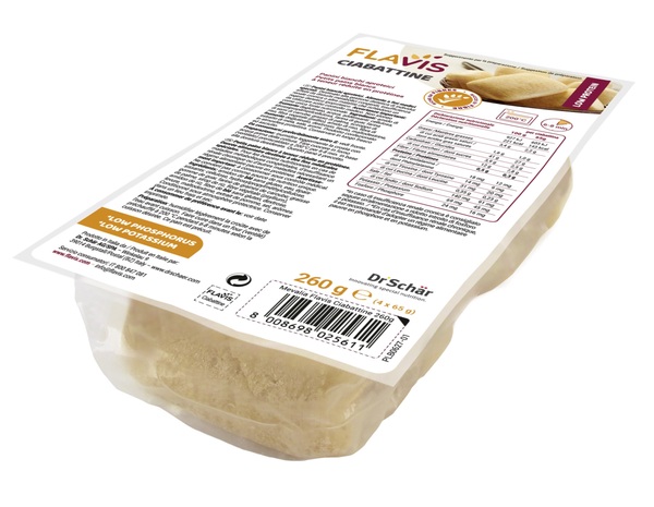 FLAVIS CIABATTINE PANINI BIANCHI APROTEICI 4 PEZZI DA 65 G - Gruppofarmastore.it