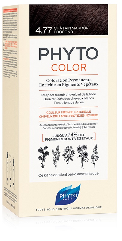PHYTOCOLOR 4,77 CASTANO MARRONE INTENSO LATTE + CREMA + MASCHERA + 1 PAIO DI GUANTI - Gruppofarmastore.it