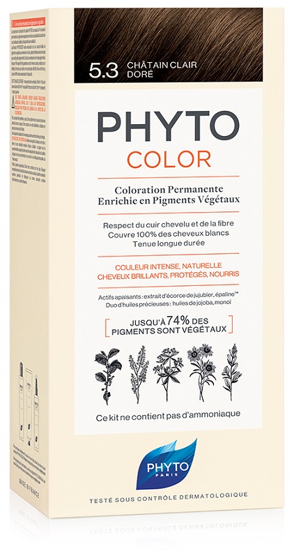 PHYTOCOLOR 5,3 CASTANO CHIARO DORATO LATTE + CREMA + MASCHERA + PAIO DI GUANTI - Gruppofarmastore.it