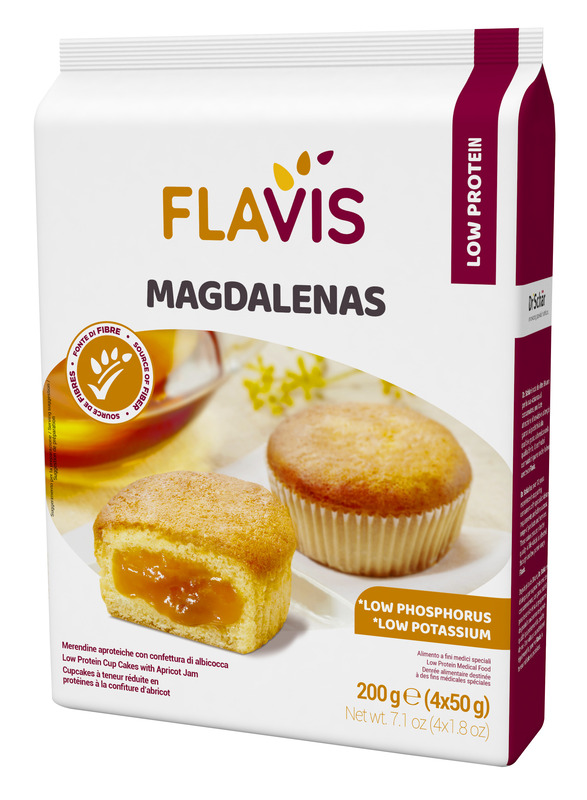 FLAVIS MAGDALENAS MERENDINE APROTEICHE CON CONFETTURA DI ALBICOCCA 4 MONOPORZIONI DA 50 G - Gruppofarmastore.it