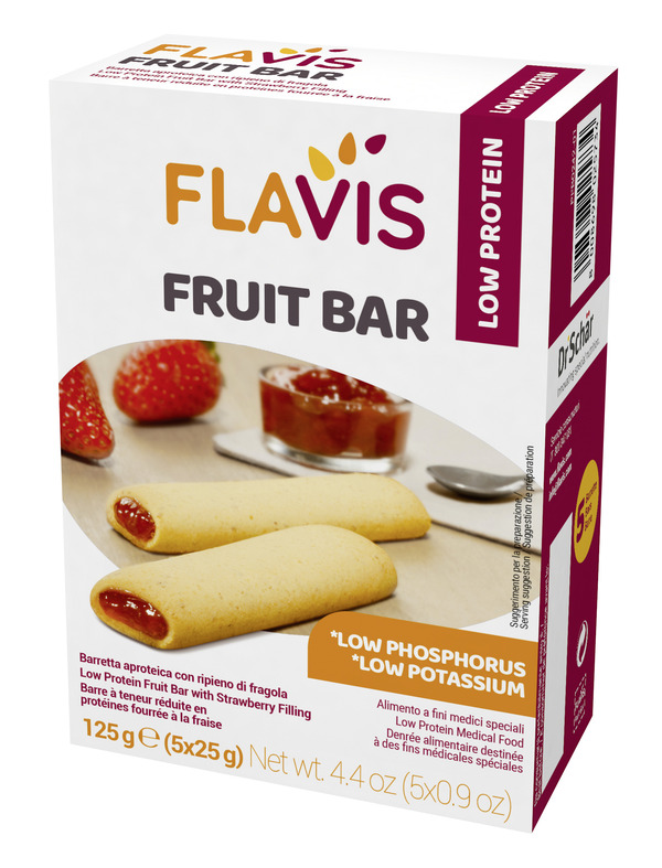 FLAVIS FRUIT BAR BARRETTA APROTEICA CON RIPIENO DI FRAGOLA 5 PEZZI DA 25 G - Gruppofarmastore.it