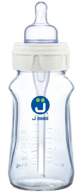 J BIMBI B FREE SUPER GLASS 260 ML BIBERON IN VETRO CON CANULA ANTICOLICHE E TETTARELLA IN SILICONE - Gruppofarmastore.it