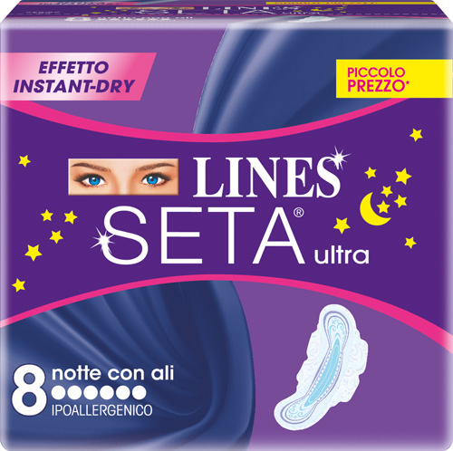 LINES SETA ULTRA ASSORBENTI DA NOTTE 8 PEZZI - Gruppofarmastore.it