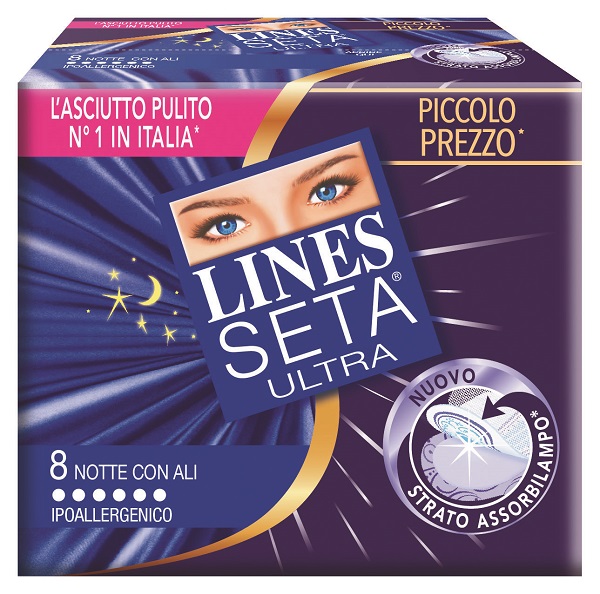 LINES SETA ULTRA ASSORBENTI CON ALI NOTTE 10 PEZZI - Gruppofarmastore.it