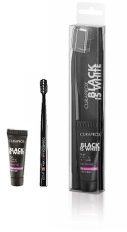 CURAPROX BLACK IS WHITE DENTIFRICI SBIANCANTI 1 DENTIFRICIO DA 10ML + 1 SPAZZOLINO - Gruppofarmastore.it
