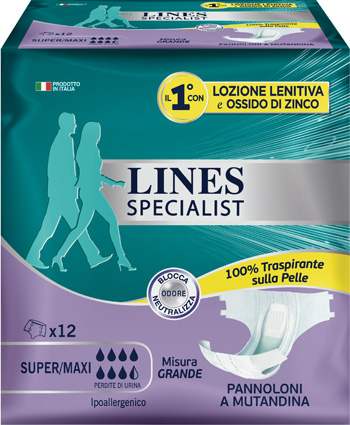 LINES SPECIALIST PANNOLONE A MUTANDA GRANDE 12  PEZZI - Gruppofarmastore.it