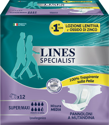 LINES SPECIALIST PANNOLONE A MUTANDA MEDIA 12 PEZZI - Gruppofarmastore.it
