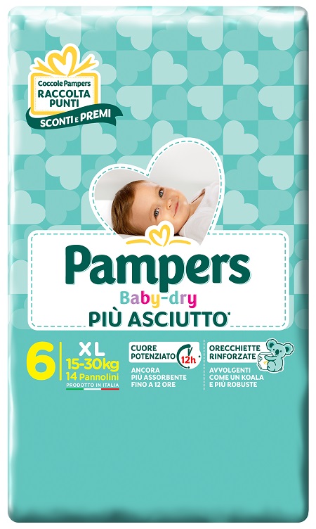 PAMPERS BABY DRY DWCT XL 14 PEZZI - Gruppofarmastore.it