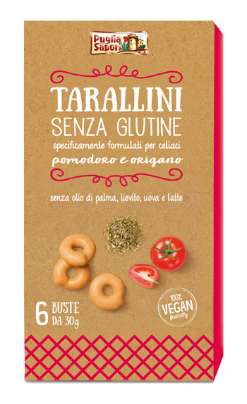 PUGLIA SAPORI TARALLINI POMODORO E ORIGANO SENZA GLUTINE 180 G - Gruppofarmastore.it