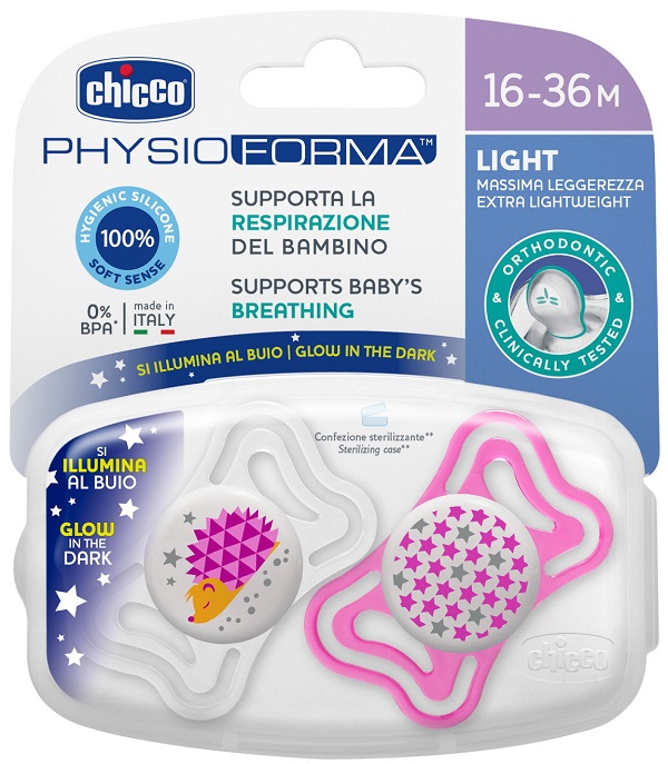 CHICCO SUCCHIETTO LIGHT LUM SILICONE 16-36 MESI 2 PEZZI - Gruppofarmastore.it