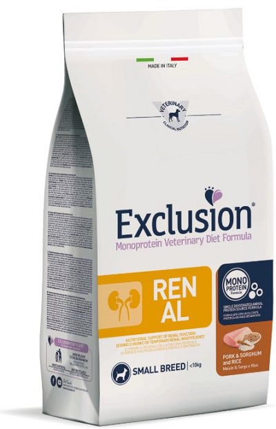 EXCLUSION MONOPROTEIN VETERINARY DIET FORMULA DOG RENAL PORK & SORGHUM AND RICE SMALL 2 KG DRY - Gruppofarmastore.it