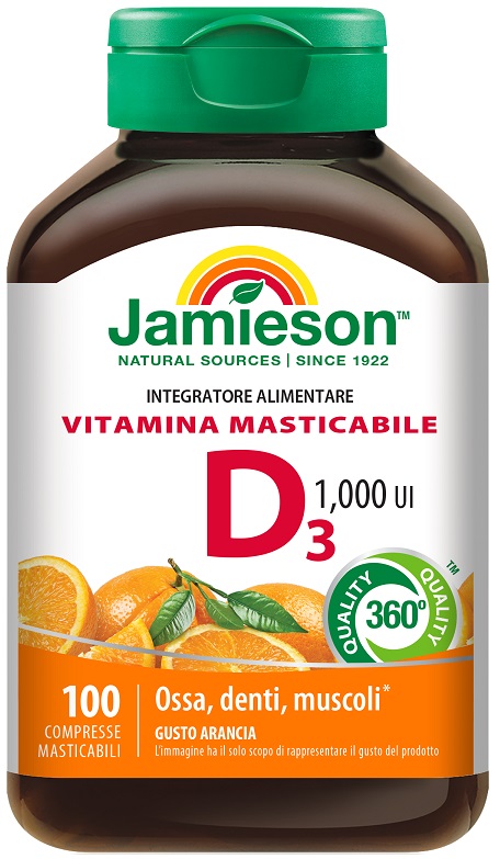 JAMIESON VITAMINA D MASTICABILE ARANCIA 100 COMPRESSE - Gruppofarmastore.it