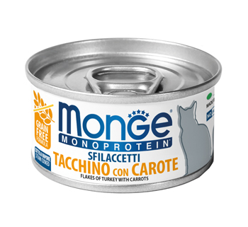 MONGE MONOPROTEIN SFILACCETTI TACCHINO CON CAROTE 80 G - Gruppofarmastore.it