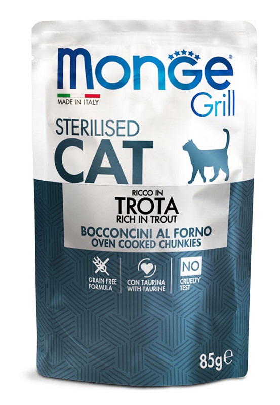 MONGE GRILL STERILIZED TROTA 85 G - Gruppofarmastore.it