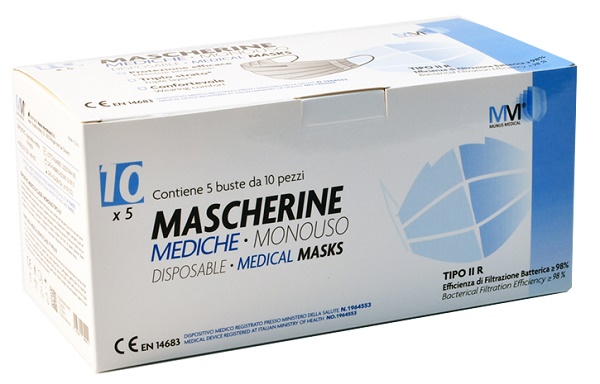 MASCHERINA CHIRURGICA MUNUS MEDICAL TIPO IIR 10 PEZZI BIANCA - Gruppofarmastore.it