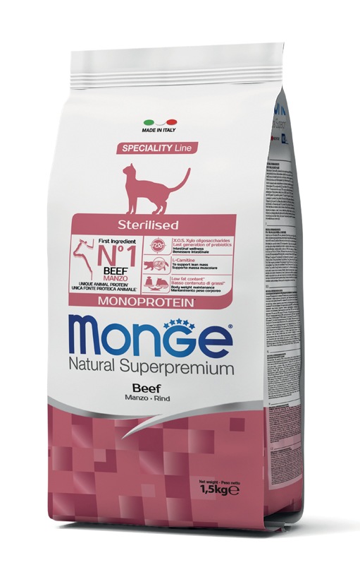 MONGE CAT NATURALE MONOPROTEIN STERILISED MANZO 1,5 KG - Gruppofarmastore.it