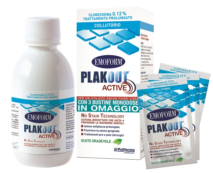 EMOFORM PLAKOUT ACTIVE 0,12% 200 ML + 3 BUSTE - Gruppofarmastore.it