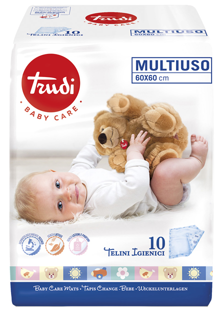 TRUDI BABY CARE TELINI MULTIUSO 60X60 CM 10 PEZZI - Gruppofarmastore.it