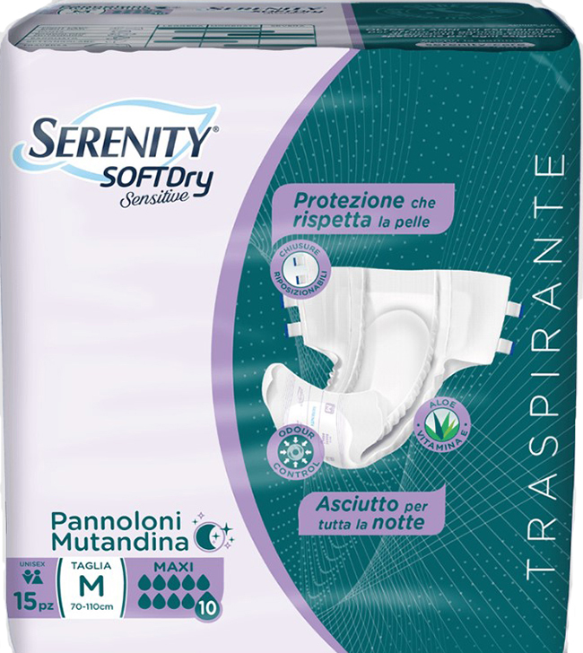 PANNOLONE MUTANDINA SERENITY SD SENSITIVE MAXI M 15 PEZZI - Gruppofarmastore.it