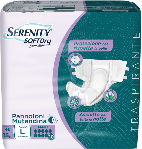 PANNOLONE MUTANDINA SERENITY SD SENSITIVE MAXI L 15 PEZZI - Gruppofarmastore.it