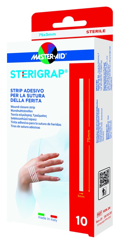 MASTER-AID STERIGRAP STRIP ADESIVO SUTURA FERITE 75X3 MM 10 PEZZI - Gruppofarmastore.it