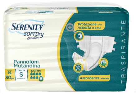 SERENITY PANNOLONE MUTANDINA SD SENSITIVE EXTRA TAGLIA S 30 PEZZI - Gruppofarmastore.it