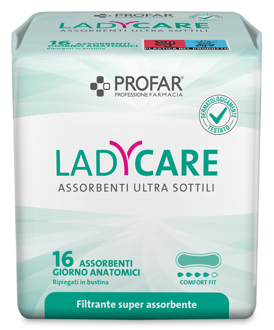 LADYCARE ASSORBENTI GIORNO ANATOMICI 16 PEZZI PROFAR - Gruppofarmastore.it