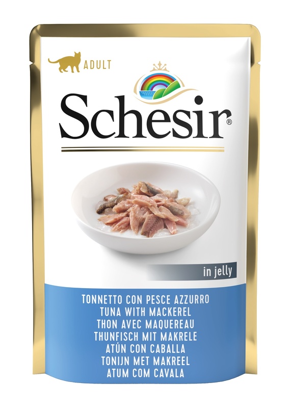 SCHESIR CAT TONNETTO CON PESCE AZZURRO BUSTA 85 G - Gruppofarmastore.it