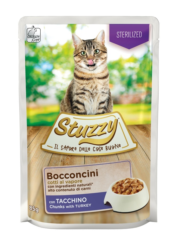 STUZZY CAT BOCCONCINI STERILIZED CON TACCHINO 85 G - Gruppofarmastore.it