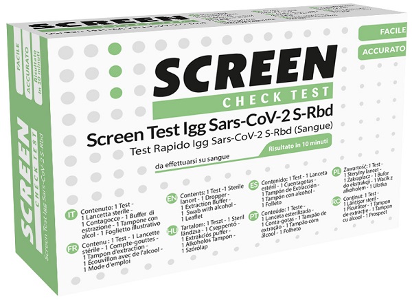 TEST SIEROLOGICO RAPIDO COVID-19 SCREEN TEST AUTODIAGNOSTICO DETERMINAZIONE QUALITATIVA ANTICORPI IGG SARS-COV-2 IN CAMPIONI DI SANGUE INTERO MEDIANTE IMMUNOCROMATOGRAFIA - Gruppofarmastore.it