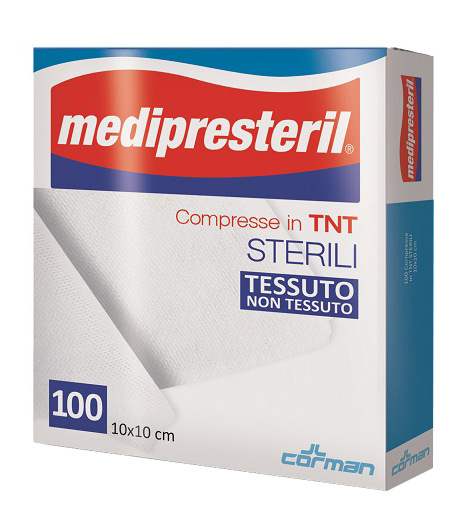 GARZA COMPRESSA MEDIPRESTERIL TNT 10X10CM 100 PEZZI - Gruppofarmastore.it