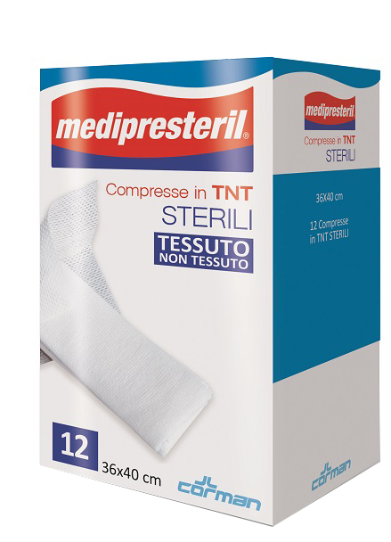 GARZA COMPRESSA MEDIPRESTERIL TNT 36X40CM 12 PEZZI - Gruppofarmastore.it