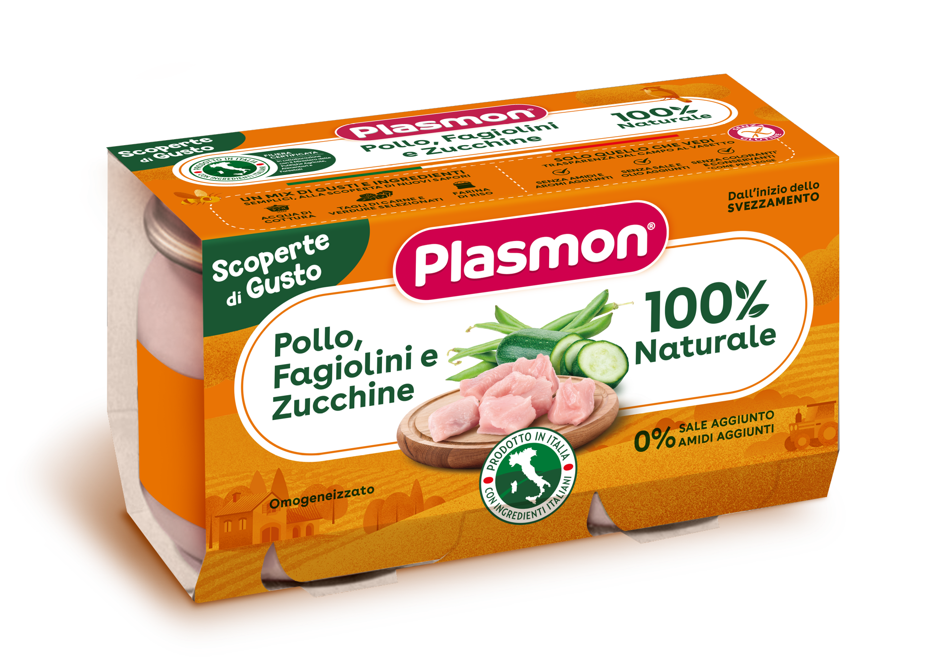 PLASMON OMOGENEIZZATI POLLO FAGIOLINI ZUCCHINE 2 PEZZI DA 120 G - Gruppofarmastore.it