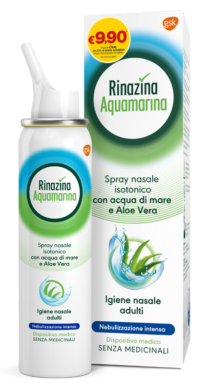SOLUZIONE ISOTONICA RINAZINA AQUAMARINA ALOE INTENSA PROMO 100 ML - Gruppofarmastore.it