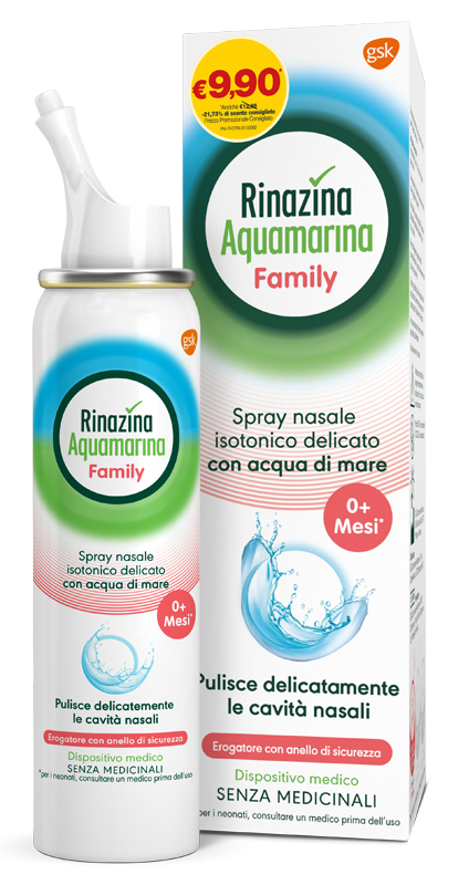 SPRAY NASALE ISOTONICO RINAZINA AQUAMARINA FAMILY PROMO 100 ML - Gruppofarmastore.it